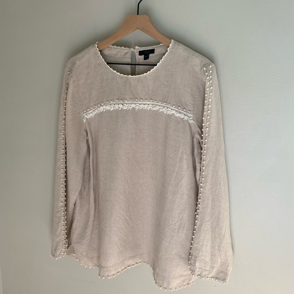 J. Crew embroidered linen top cream size 16T‎ - Picture 5 of 7